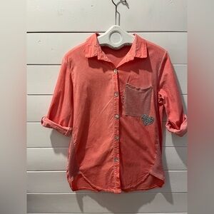 ANGELA MARA – CORAL SHIRT WITH GLITTER HEART size M